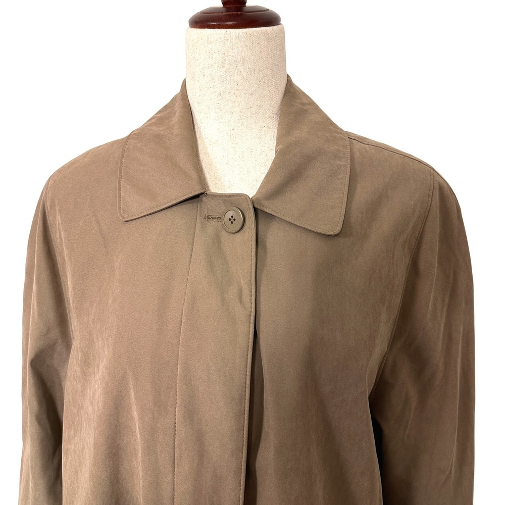 VTG London Fog Trench Coat Tan Khaki Raincoat Jacket M Minimalist Dark Academia - Picture 3 of 11